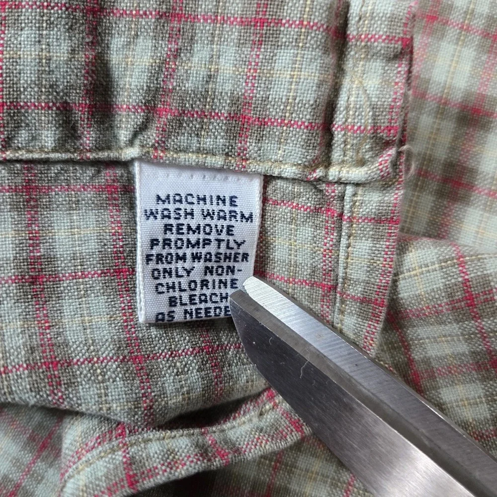 VTG Polo Ralph Lauren Adams Shirt Mens XL Tan Check  Loop Collar Short Sleeve‎